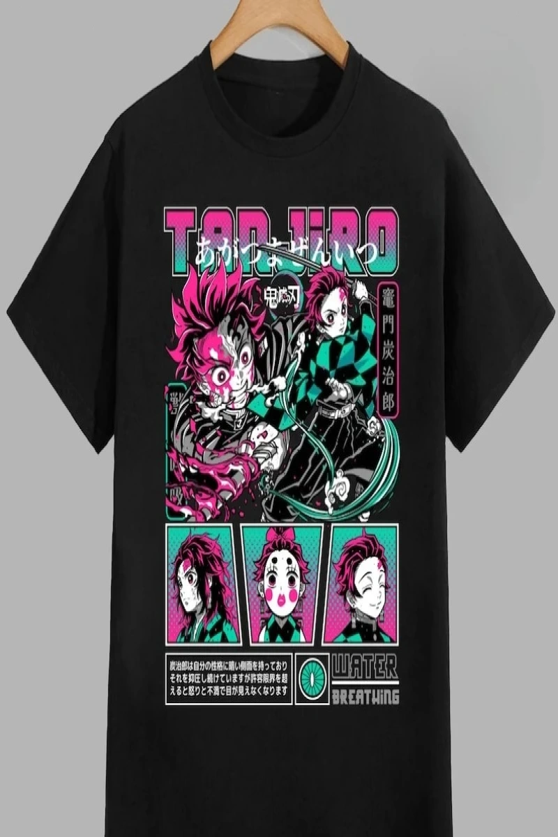 Anime Desenli Unisex Çocuk Tişört  Japon Kamado Tanjiro iblis avcısı