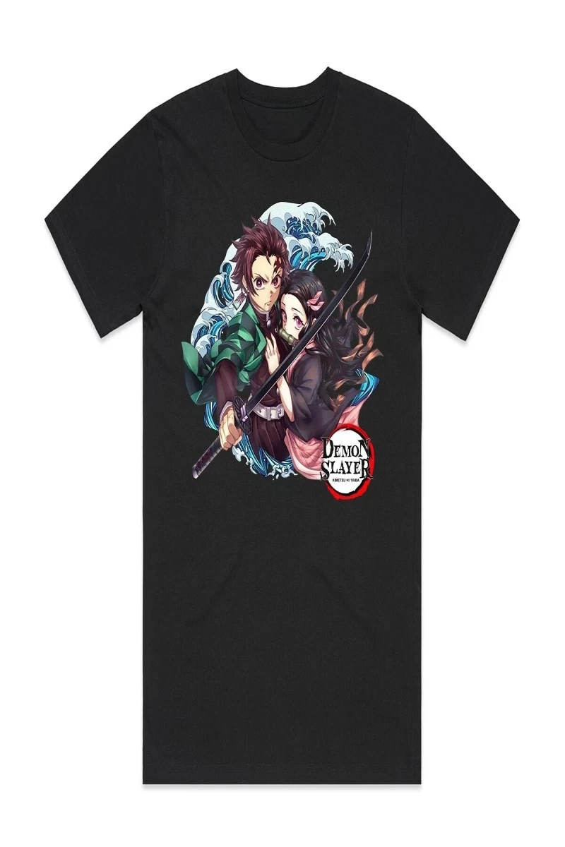 Anime Desenli Unisex Çocuk Tişört Kamado Tanjiro ‌ Nezuko Demon Slayer