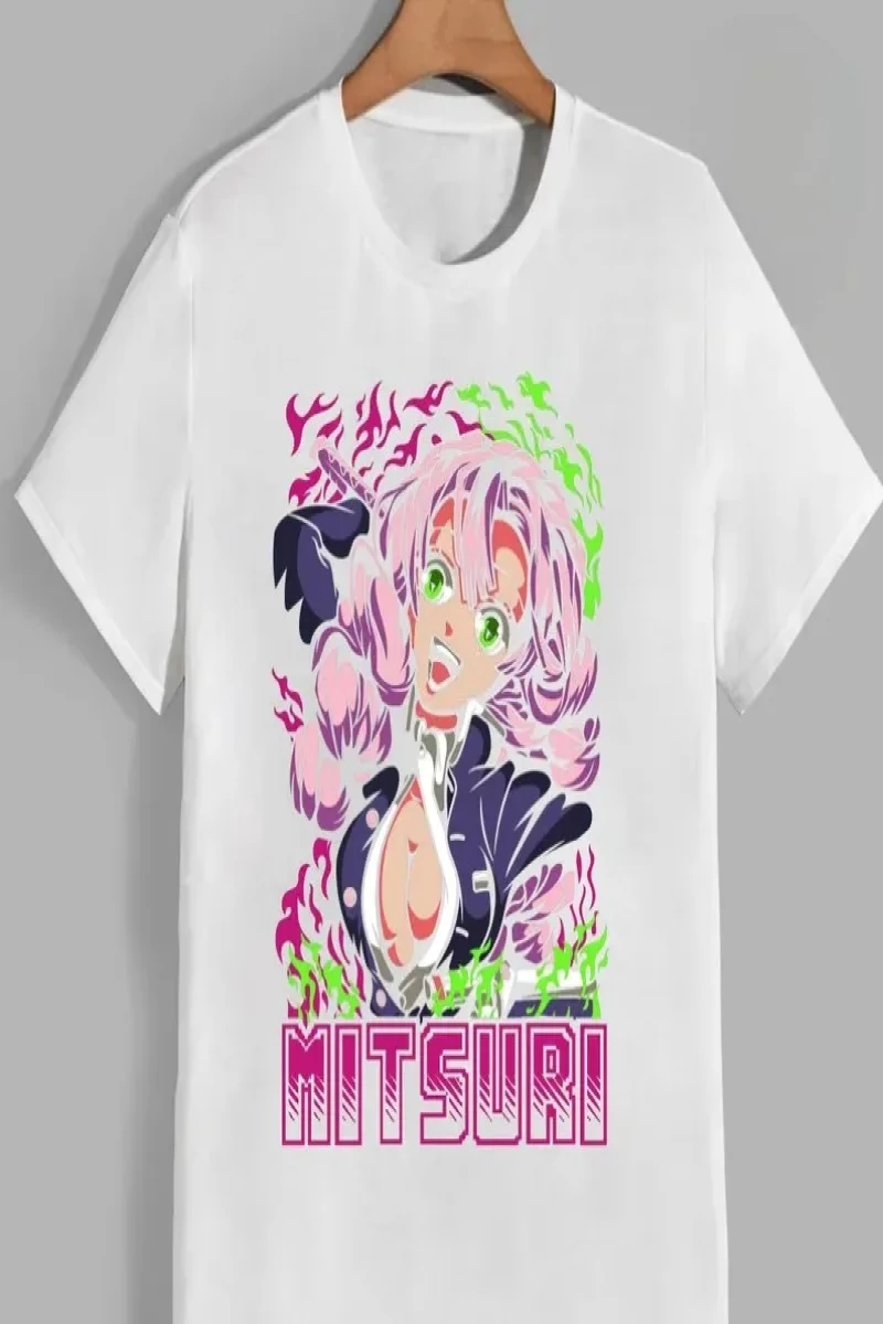 Anime Desenli Unisex Çocuk Tişört  Kanroji Mitsuri iblis avcısı