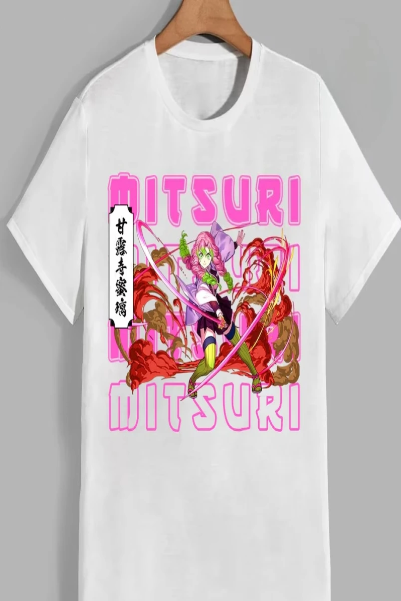 Anime Desenli Unisex Çocuk Tişört  Kanroji Mitsuri iblis avcısı