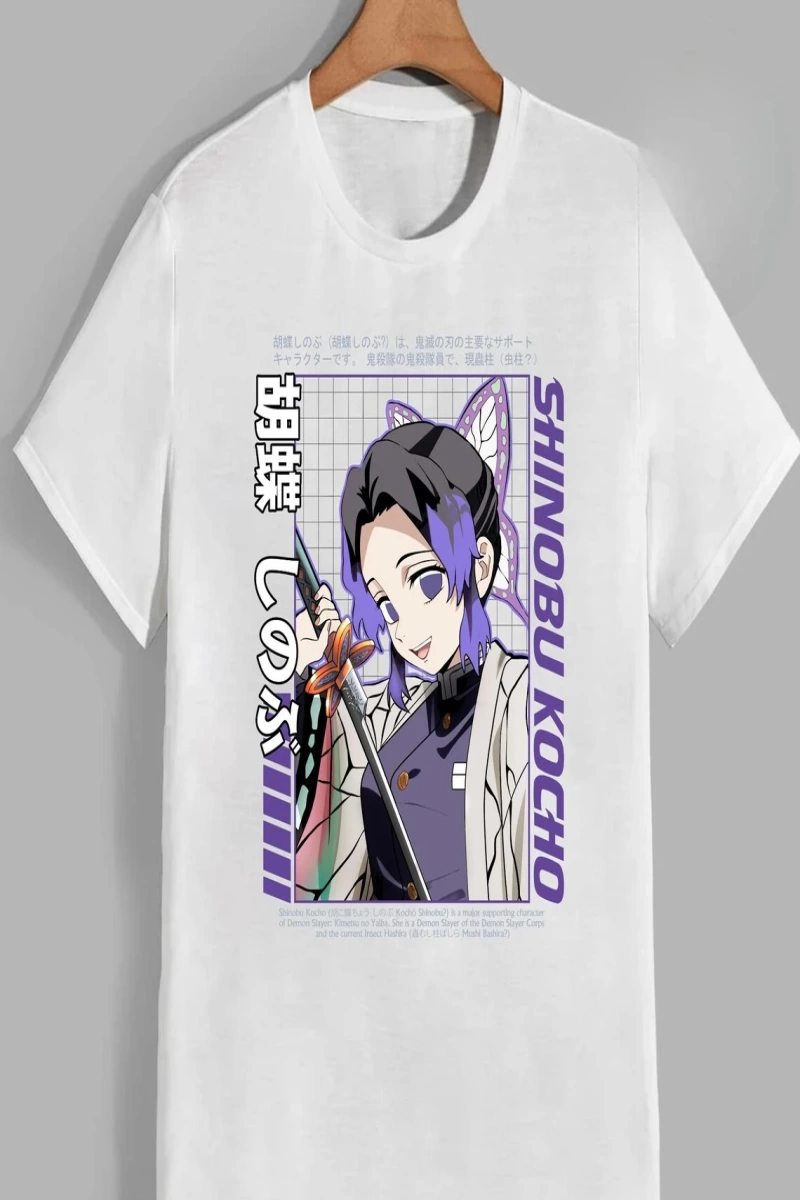 Anime Desenli Unisex Çocuk Tişört  Kochou Shinobu iblis  avcısı