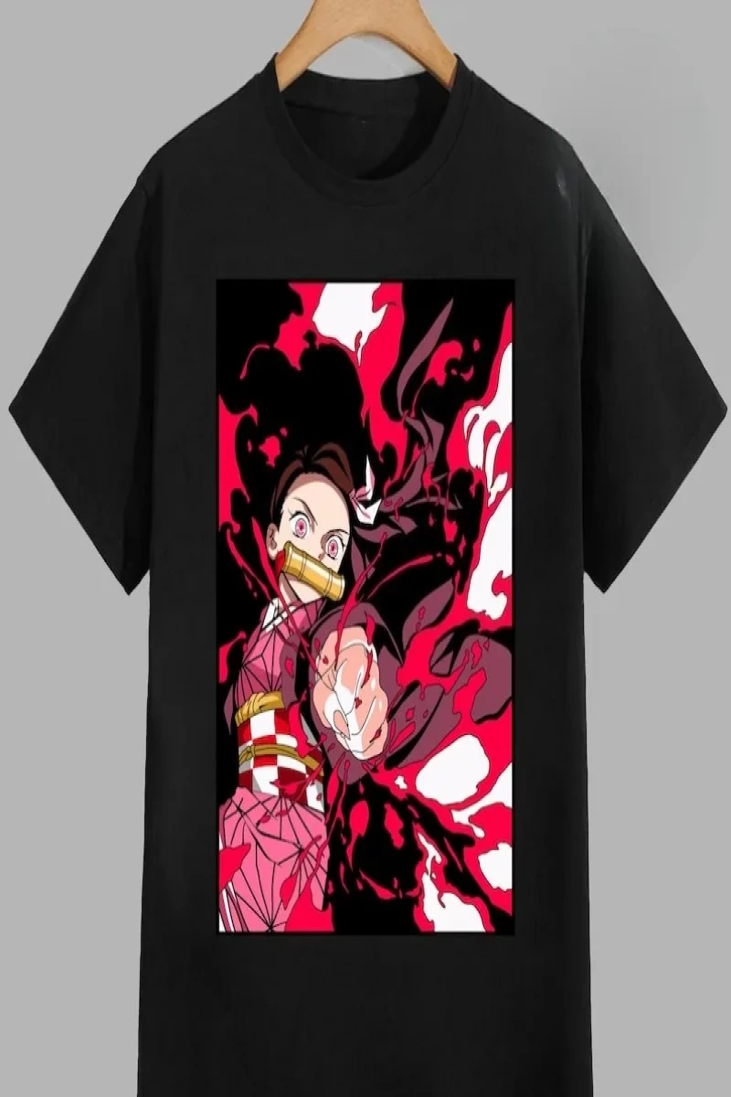 Anime Desenli Unisex Çocuk Tişört  Nezuko iblis avcısı