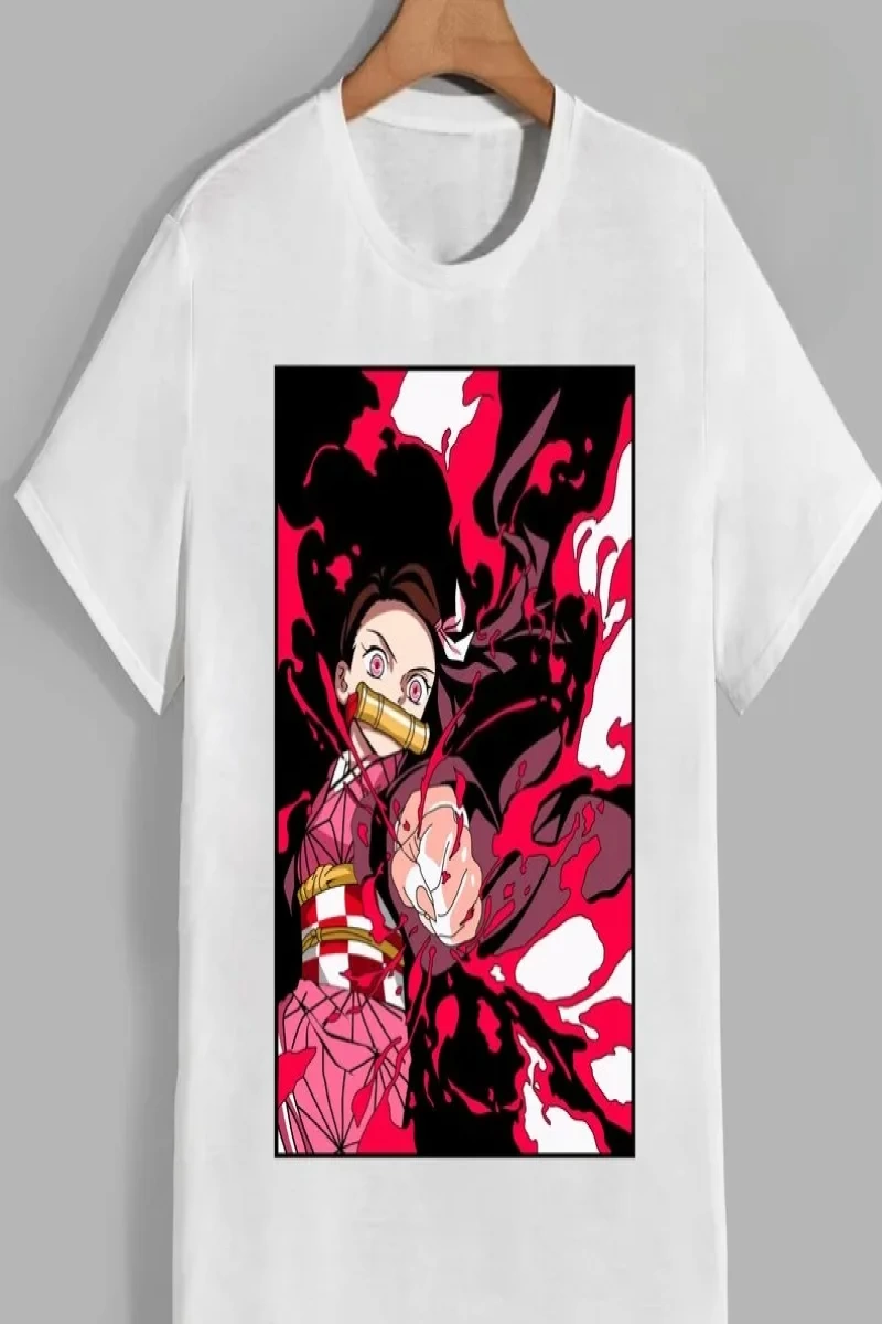 Anime Desenli Unisex Çocuk Tişört  Nezuko iblis avcısı