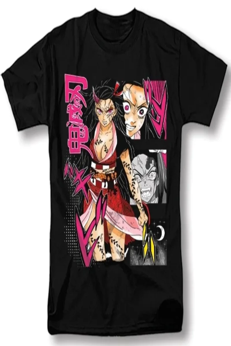 Anime Desenli Unisex Çocuk Tişört  Tanjiro Nezuko Inosuke Giyu Demon Slayer