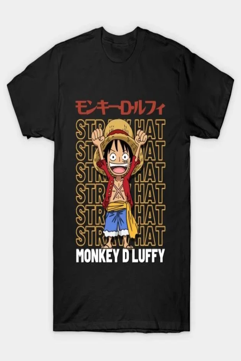 Anime Desenli Unisex Çocuk Tişört  Yaz Luffy Zoro Asura