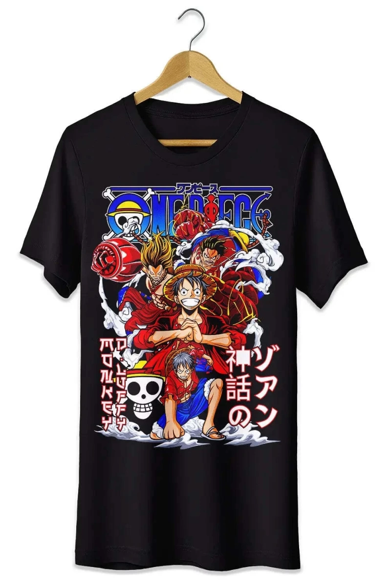 Anime Desenli Unisex Çocuk Tişört  Yaz Luffy Zoro Asura