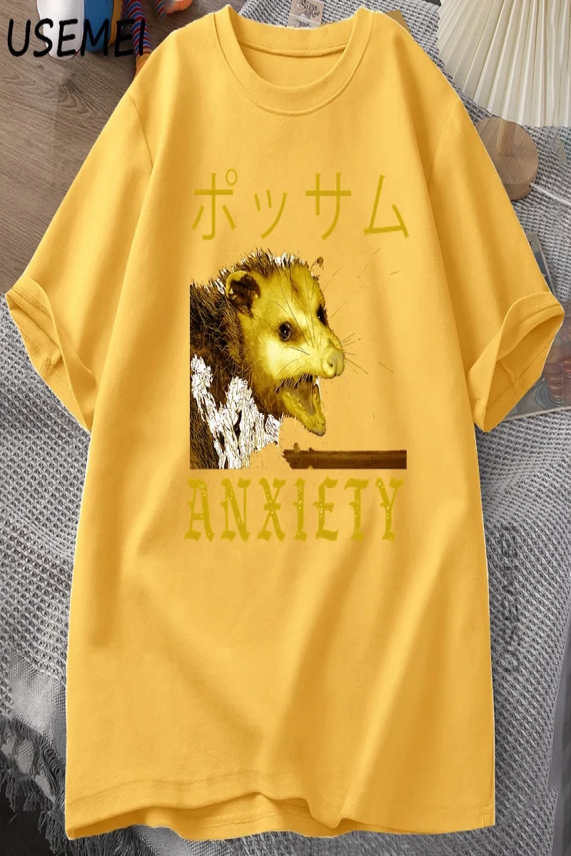 Anksiyete Possum Japon Tarzı Tshirt Rahat Pamuk Kısa Kollu Rakun T-shirt streetwear erkek giy 3011