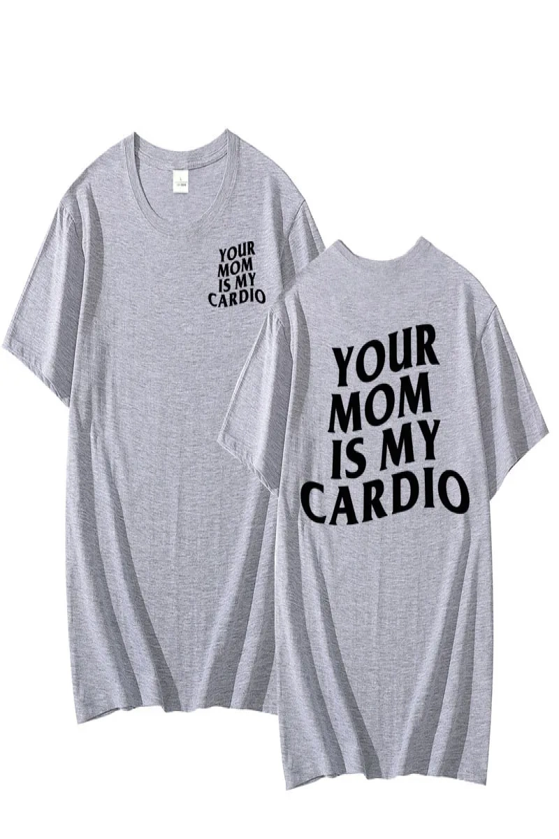 Annen benim kardiyo T Shirt komik erkek spor salonu pompa kapağı T-Shirt rahat pamuklu kısa k 2963