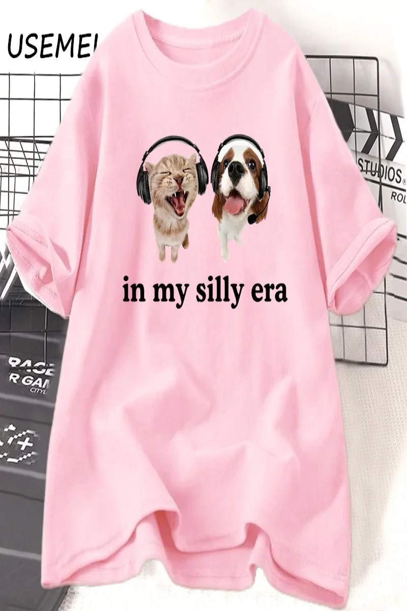 Aptal Çağımda T Shirt Komik Meme Kedi Köpek Sevgilisi Tshirt Rahat Pamuk kısa kollu tişört Er 3070