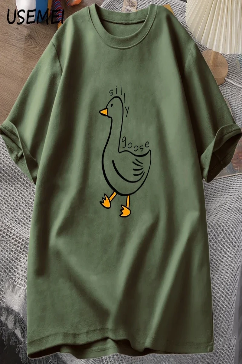 Aptal kaz üniversitesi O boyun Teeerkek giyim Tees pamuk rahat baskı T Shirt yaz Unis 2878