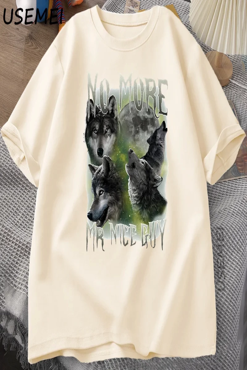 Artık Mr Nice Guy Grafik T Shirt Komik Kurtlar Meme T-Shirt O-Boyun Yuvarlak Yaka Kısa Kollu  3041
