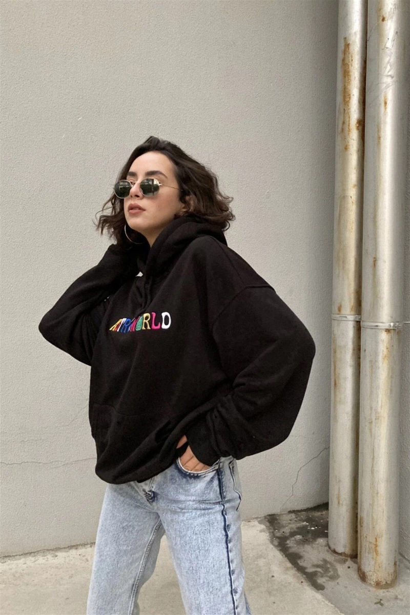 Astra World Unisex Hoodie Siyah