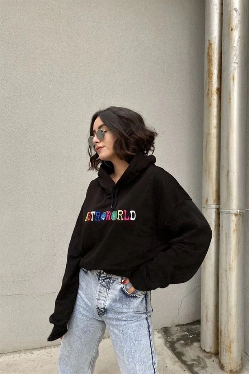 Astra World Unisex Hoodie Siyah Siyah