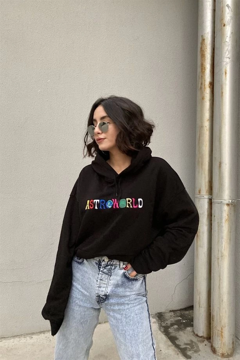 Astra World Unisex Hoodie Siyah Siyah