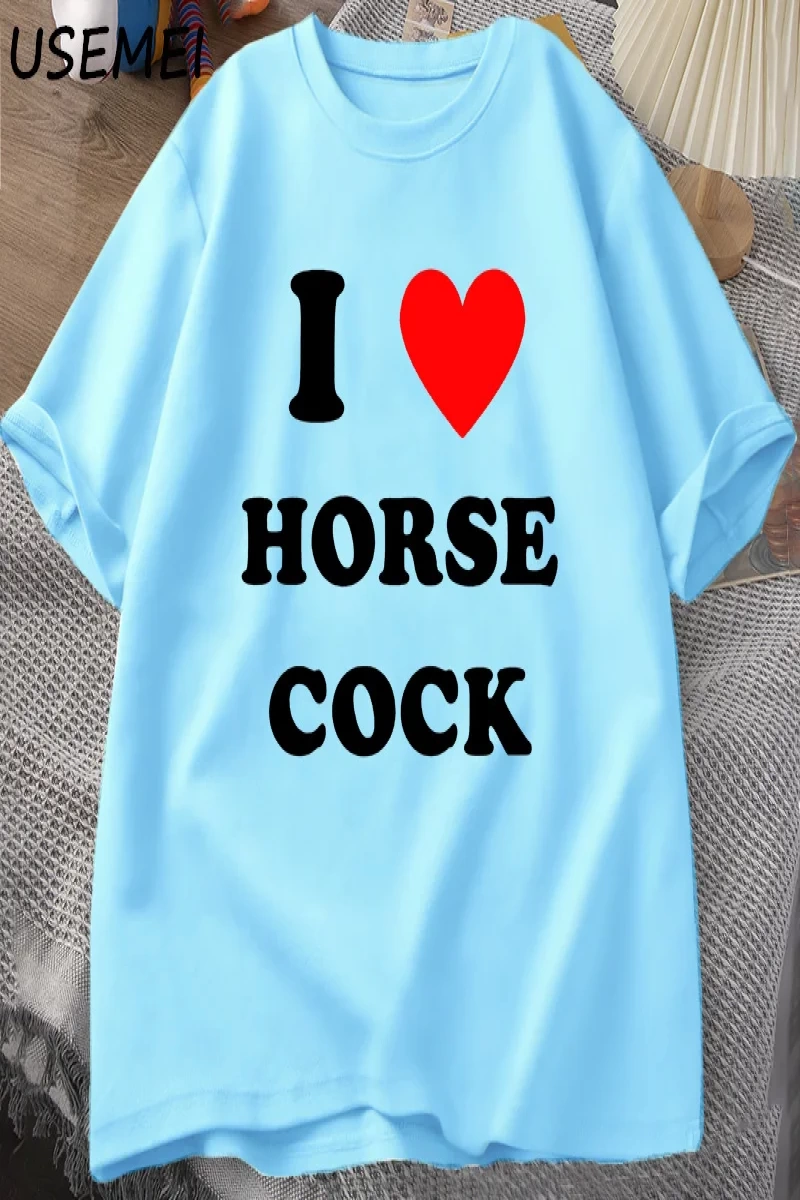At Horozu Seviyorum T-Shirt Erkek Kadın I Kalp Horoz Komik Grafik T Shirt Unisex Pamuk Kısa K 2854