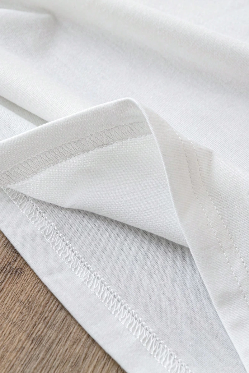 Attrition Casual Dolphin, Palmiye Ağacı ve Dalga Baskılı Slim Fit Kısa Kollu Beyaz Tişört Kad