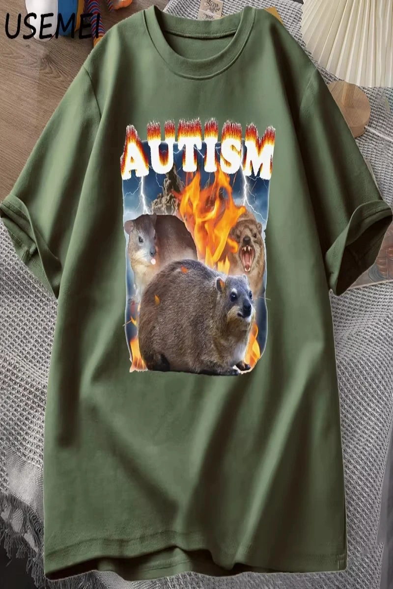 Autism Capybaras Graphic T Shirt Funny Meme Cotton Short Sleeve Tshirt Causal Women Men Print 3014