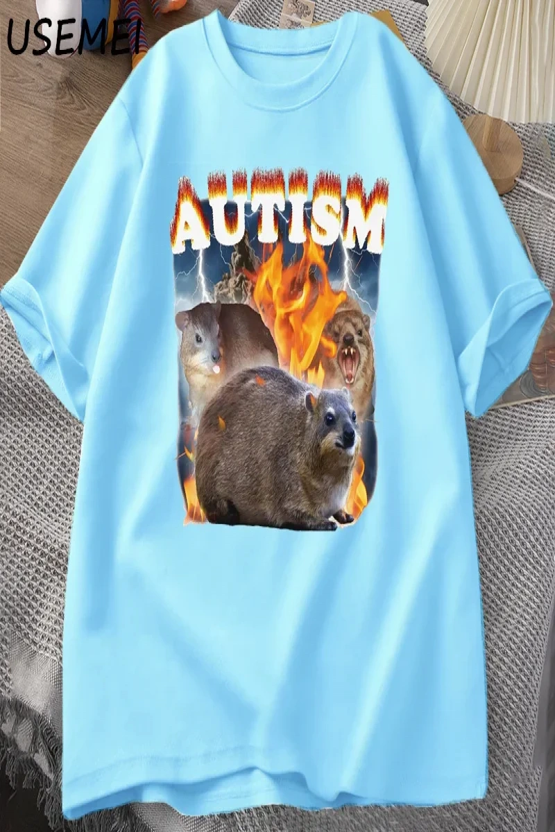 Autism Capybaras Graphic T Shirt Funny Meme Cotton Short Sleeve Tshirt Causal Women Men Print 3014