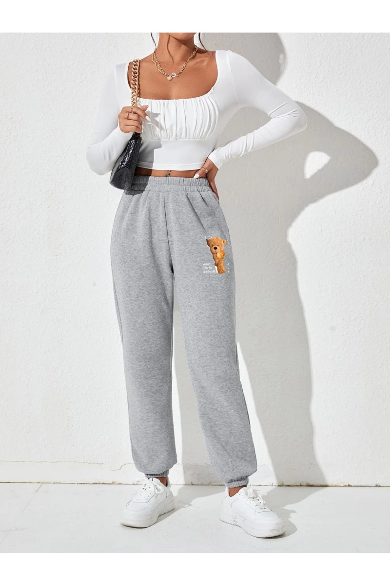 Ayıcık Baskılı Unisex Eşofman Altı Daxis Sportwear