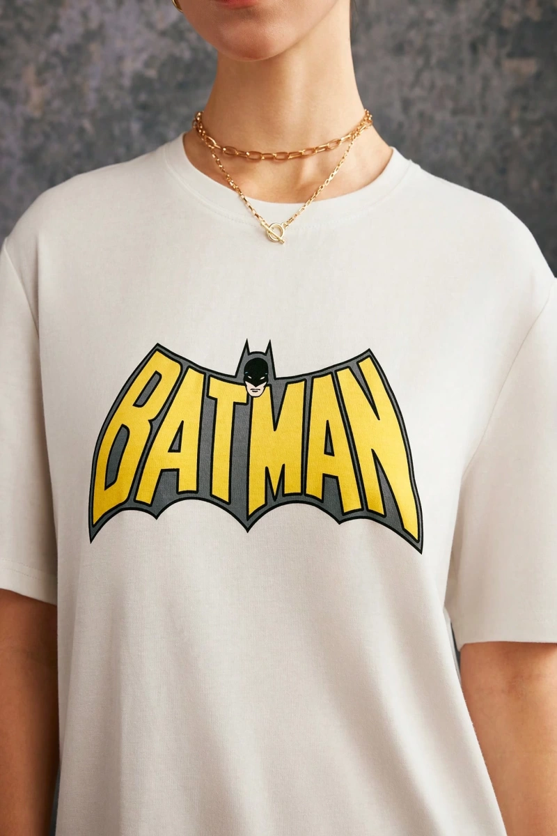 BATMAN X SHEIN 85. Unisex Mektup Baskılı Yuvarlak Yaka Kısa Kollu Tişörtler