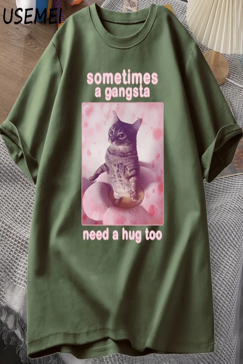 Bazen Bir Gangsta Bir Kucaklama İhtiyacı Var Komik Kedi Meme T-shirt Erkek Kadın Goofy Ahh T  2801