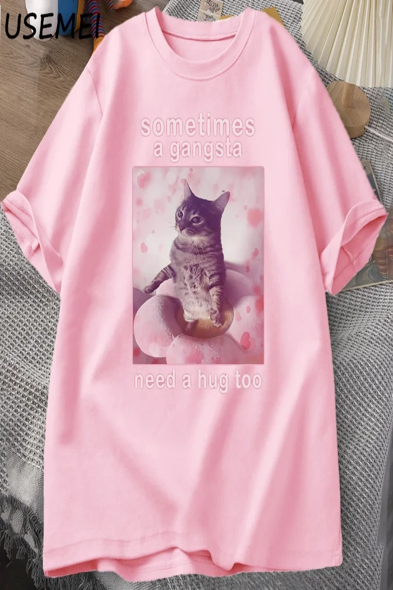 Bazen Bir Gangsta Bir Kucaklama İhtiyacı Var Komik Kedi Meme T-shirt Erkek Kadın Goofy Ahh T  2801