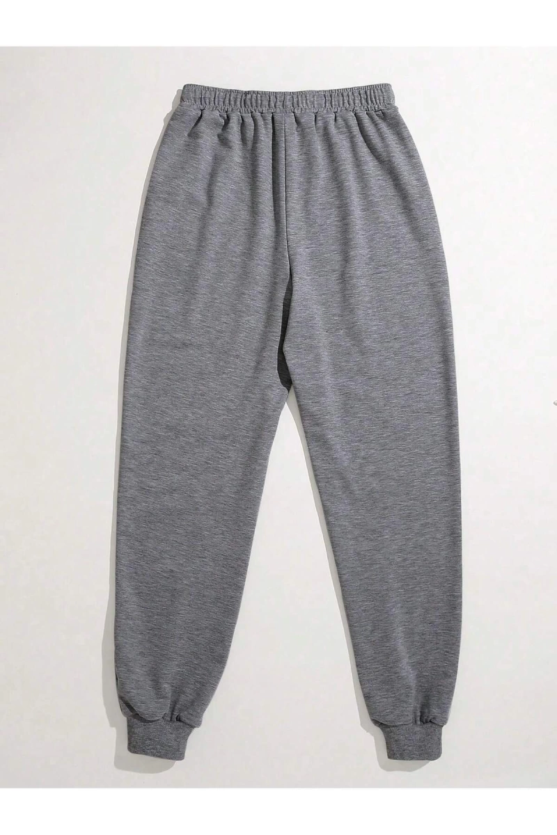 Bear Print Drawstring Waist 4 Mevsim Eşofman