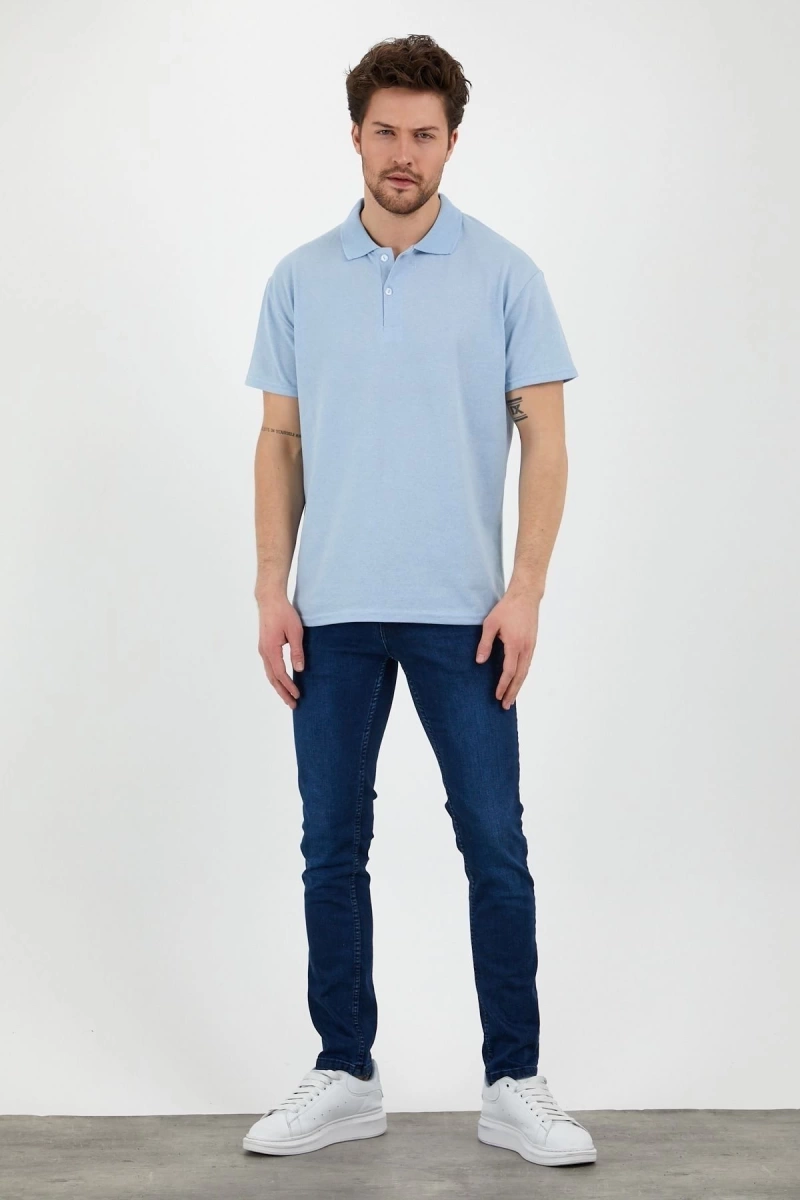 Bebe Mavi Dar/slim Fitt Polo Yaka Tshirt