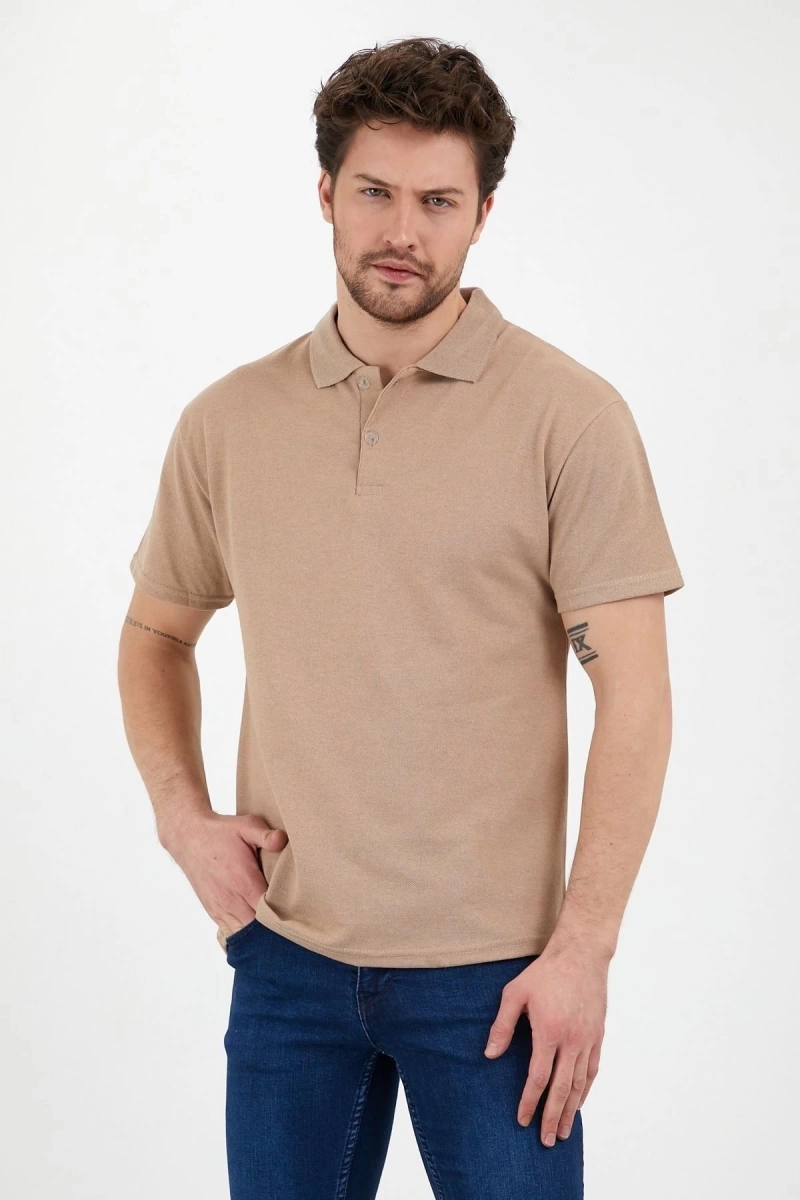 Bej Dar/slim Fitt Polo Yaka Tshirt