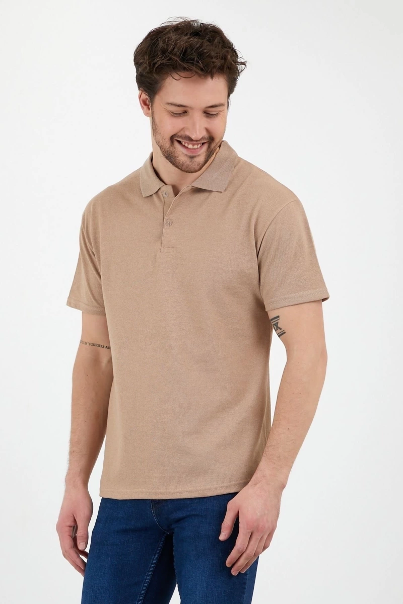 Bej Dar/slim Fitt Polo Yaka Tshirt