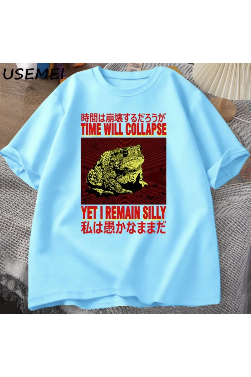 Ben aptal kurbağa grafik T shirt kalır komik Metal baskı erkek giyim boy t-shirt erkek Tshirt