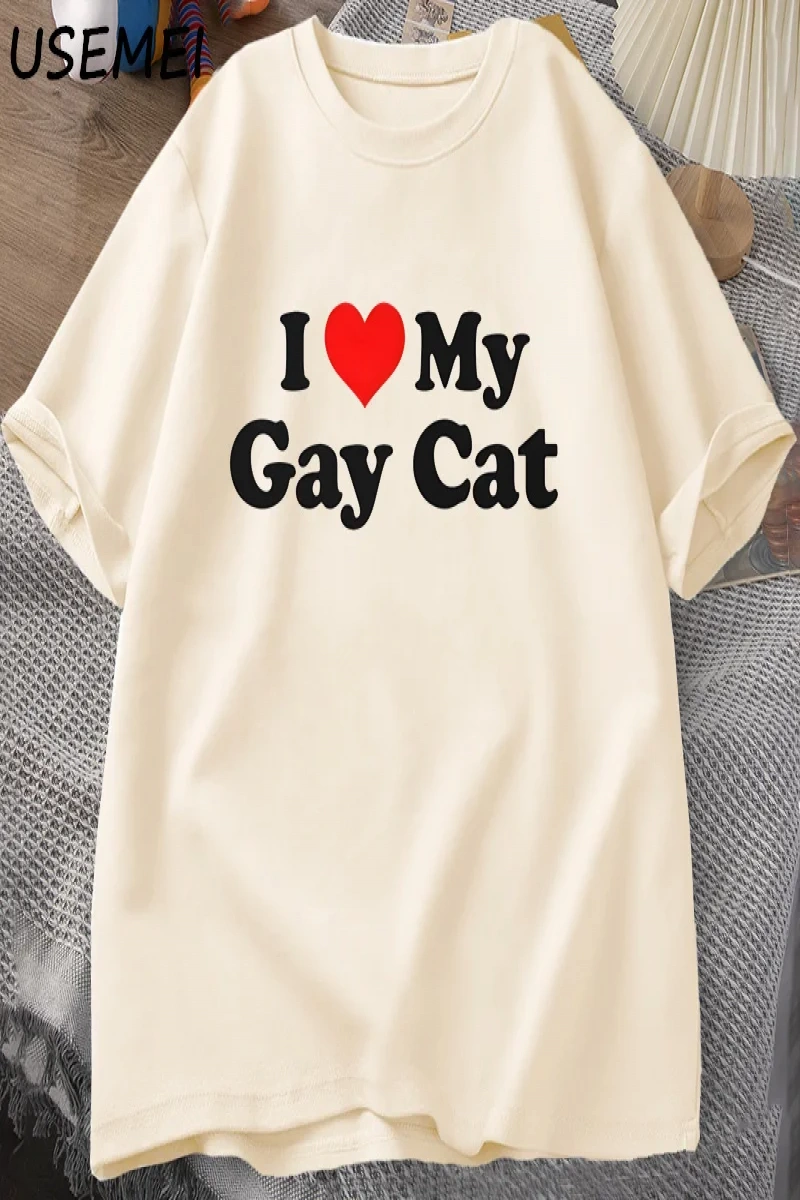 Ben benim eşcinsel kedi t-shirt adam kısa kollu TeeCasual LGBTS gurur Tshirt boy pamu 3025