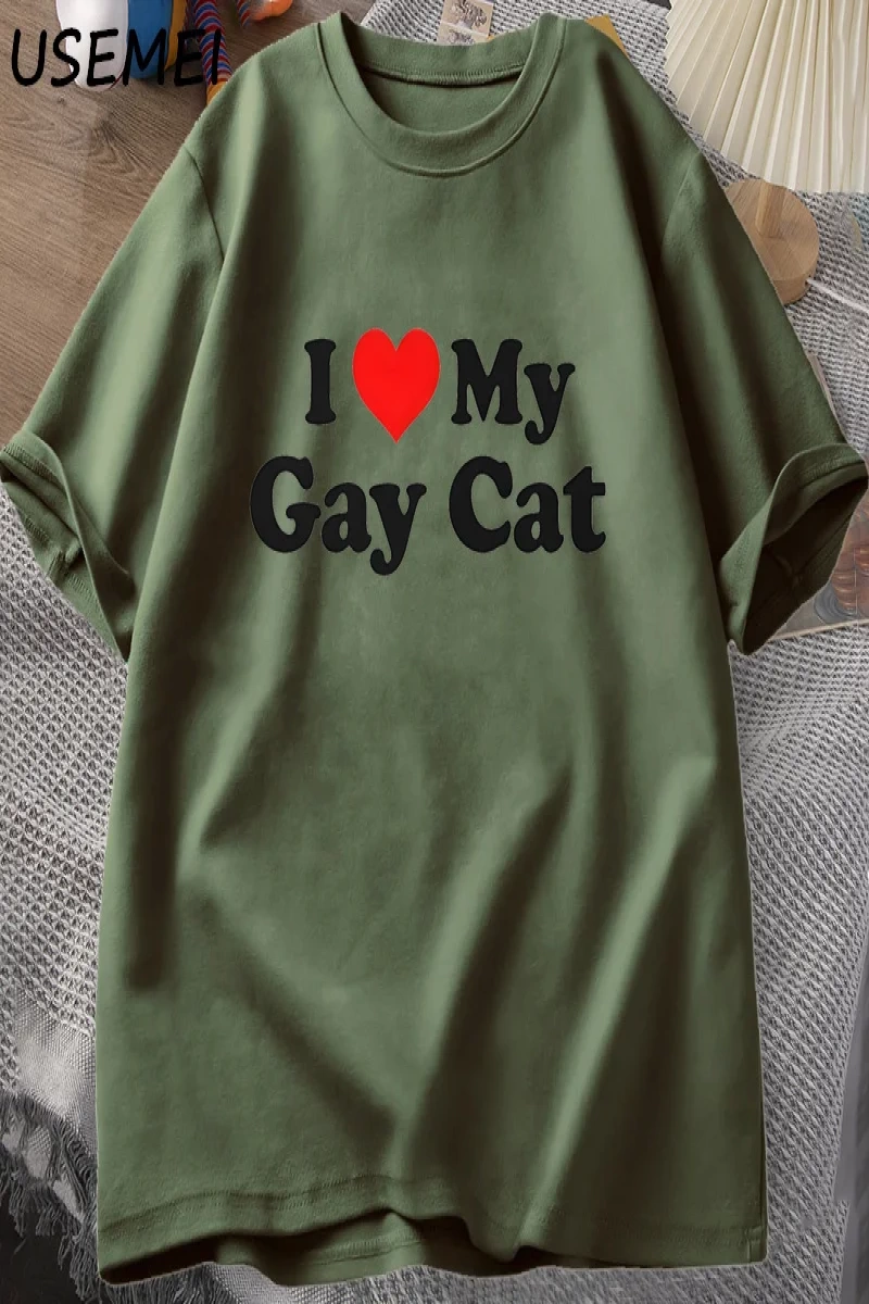 Ben benim eşcinsel kedi t-shirt adam kısa kollu TeeCasual LGBTS gurur Tshirt boy pamu 3025