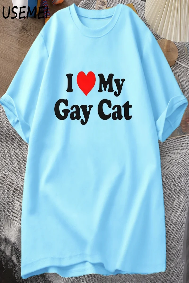 Ben benim eşcinsel kedi t-shirt adam kısa kollu TeeCasual LGBTS gurur Tshirt boy pamu 3025