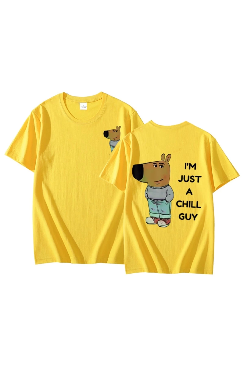 Ben sadece bir Chill Guy T Shirt rahat moda Harajuku grafik T Shirt kadın erkek pamuklu kısa