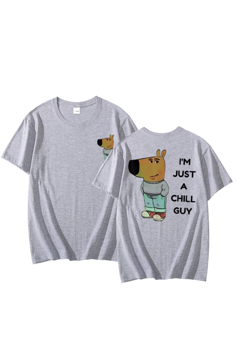 Ben sadece bir Chill Guy T Shirt rahat moda Harajuku grafik T Shirt kadın erkek pamuklu kısa