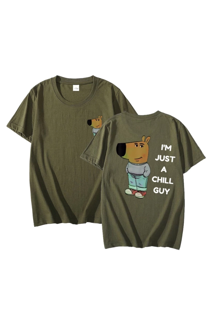 Ben sadece bir Chill Guy T Shirt rahat moda Harajuku grafik T Shirt kadın erkek pamuklu kısa