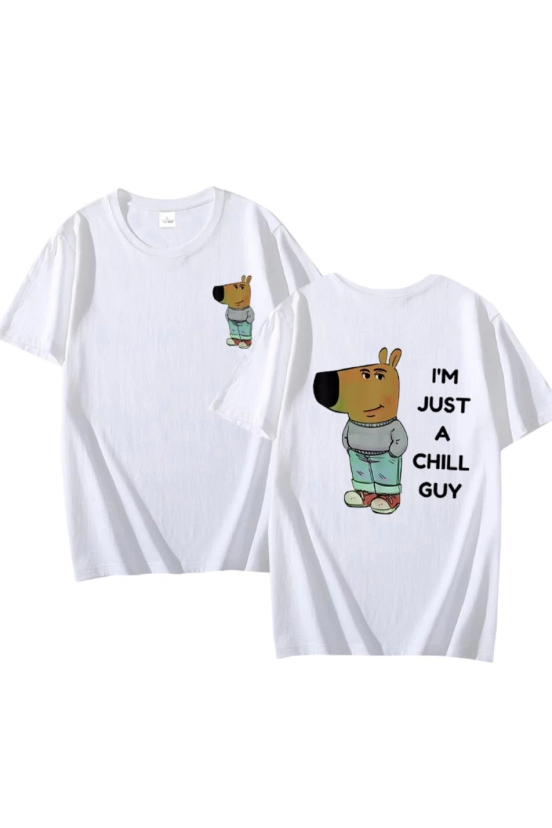 Ben sadece bir Chill Guy T Shirt rahat moda Harajuku grafik T Shirt kadın erkek pamuklu kısa