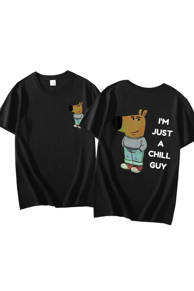 Ben sadece bir Chill Guy T Shirt rahat moda Harajuku grafik T Shirt kadın erkek pamuklu kısa
