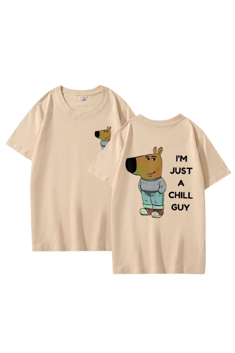 Ben sadece bir Chill Guy T Shirt rahat moda Harajuku grafik T Shirt kadın erkek pamuklu kısa