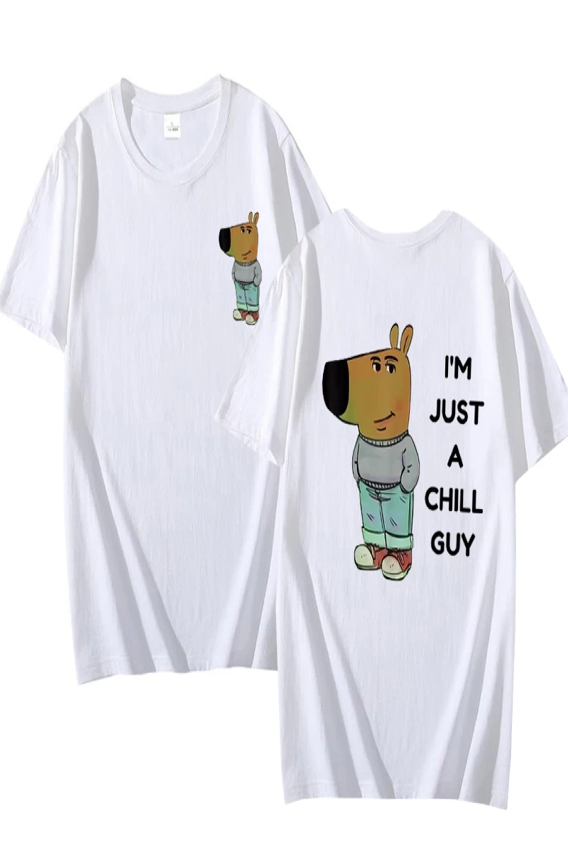 Ben sadece bir Chill Guy T Shirt rahat moda Harajuku grafik T Shirt kadın erkek pamuklu kısa  3090