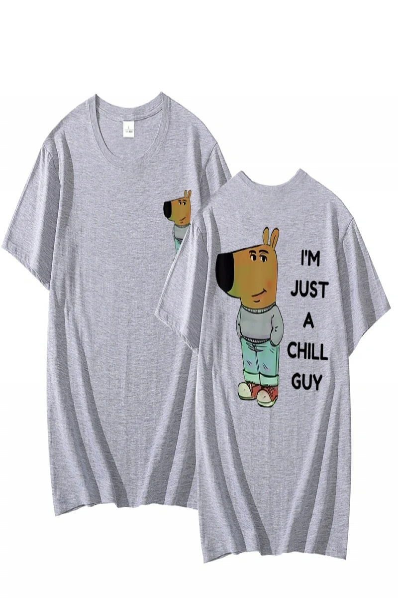 Ben sadece bir Chill Guy T Shirt rahat moda Harajuku grafik T Shirt kadın erkek pamuklu kısa  3090