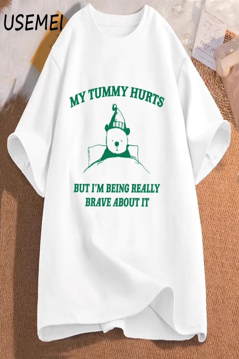 Benim karın acıyor ama bu konuda gerçekten cesur olmak grafik T shirt kadın erkek komik pamuk 2993