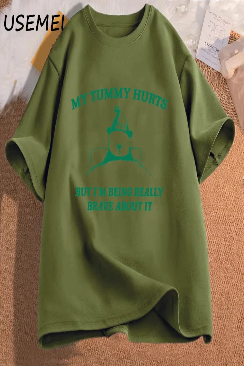 Benim karın acıyor ama bu konuda gerçekten cesur olmak grafik T shirt kadın erkek komik pamuk 2993