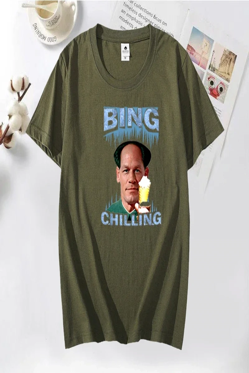 Bing soğutma Retro John Xina dondurma erkek tişört siyah pamuk yaz rahat kısa kollu erkek T S 2988