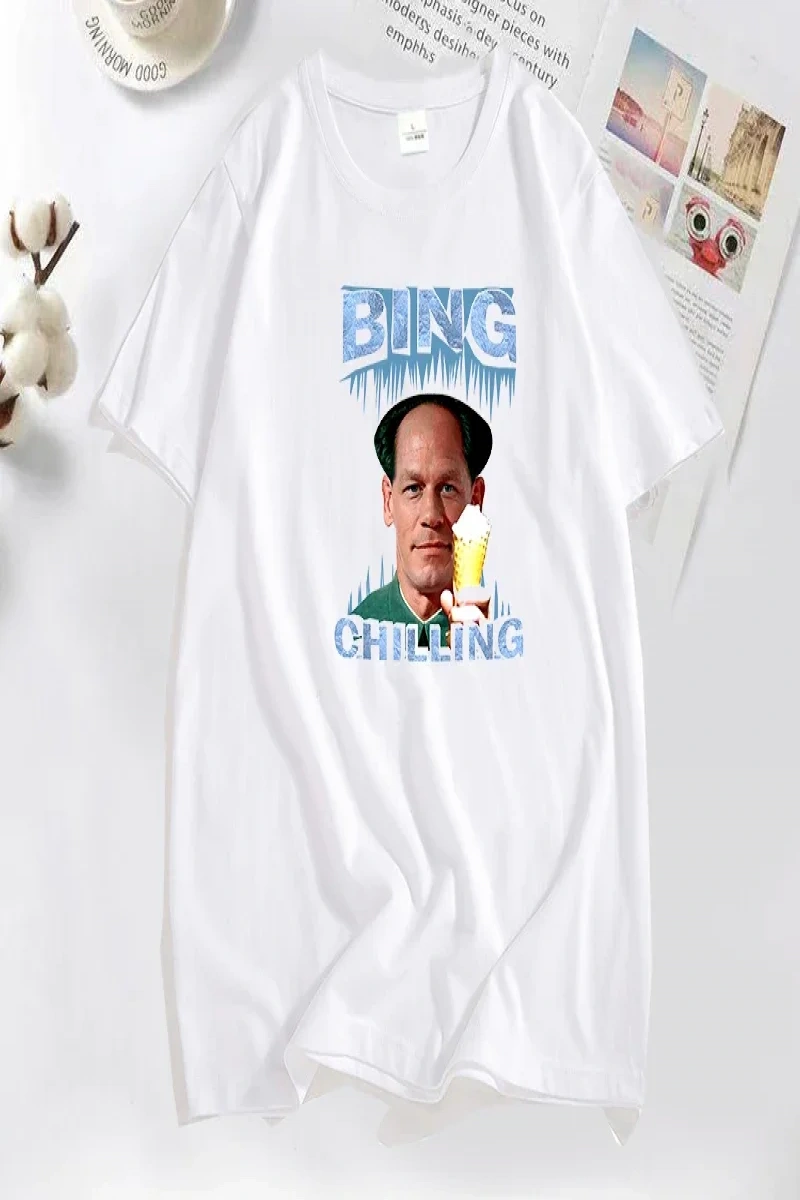 Bing soğutma Retro John Xina dondurma erkek tişört siyah pamuk yaz rahat kısa kollu erkek T S 2988