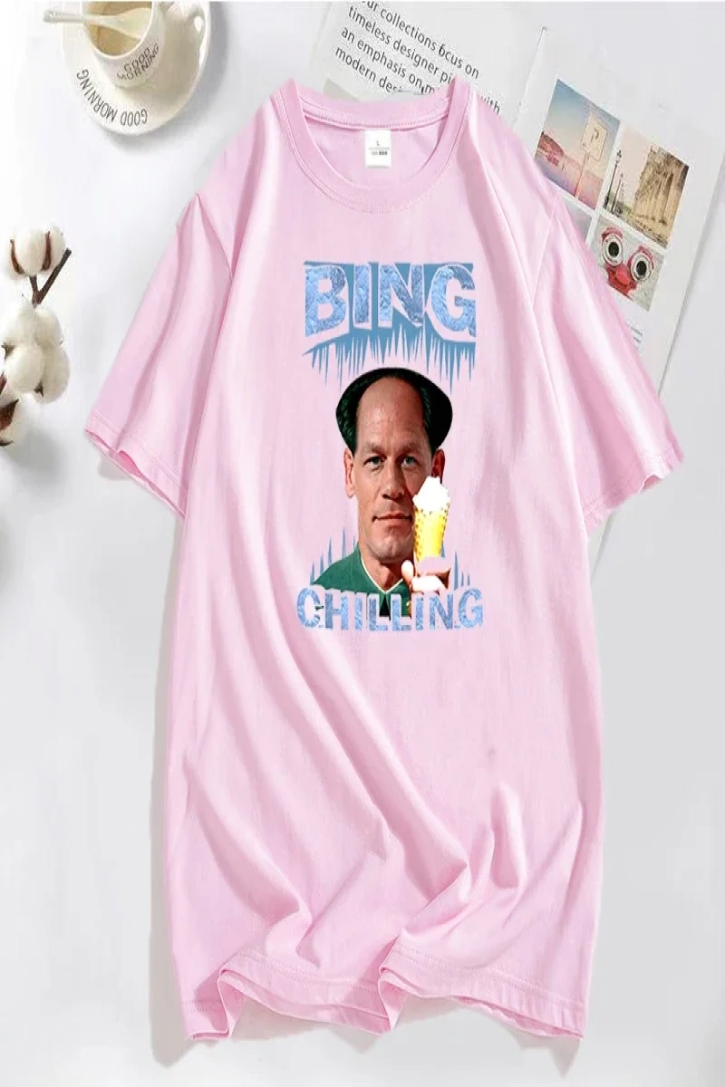 Bing soğutma Retro John Xina dondurma erkek tişört siyah pamuk yaz rahat kısa kollu erkek T S 2988