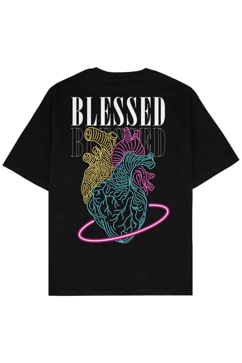 Blessed Siyah Oversize Unisex T-shirt