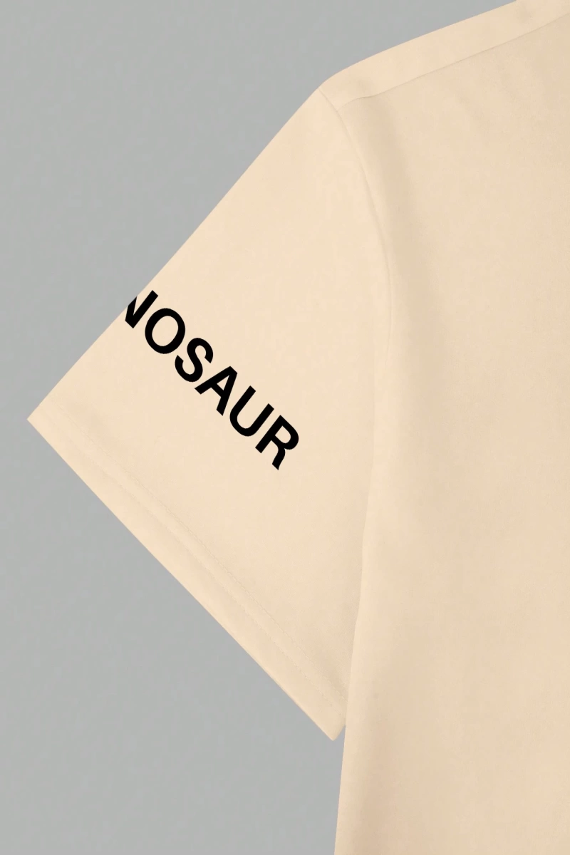 Bol Kesim Erkek Karikatür ve Slogan Baskılı Düşük Omuzlu Tişört