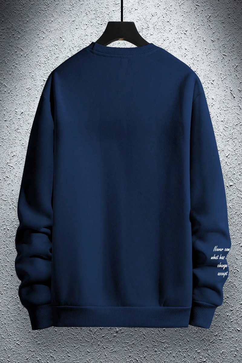Bol Kesim Erkek Yuvarlak Yakalı Sweatshirt Slogan Baskılı